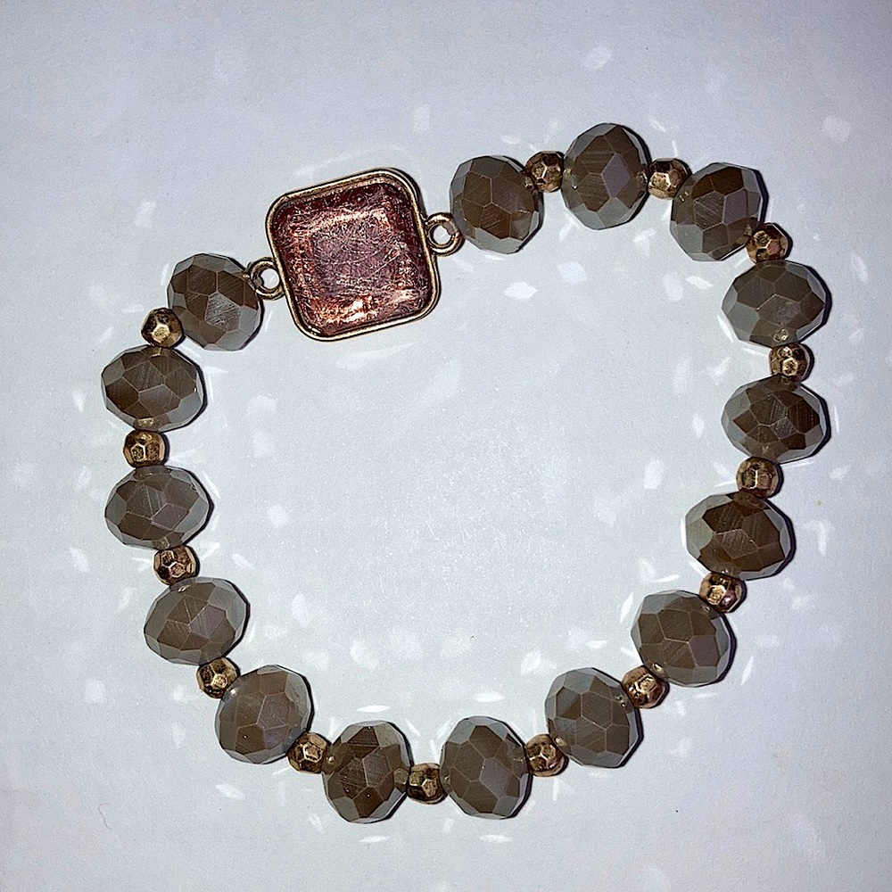 Grey/Pink Beaded Bracelet